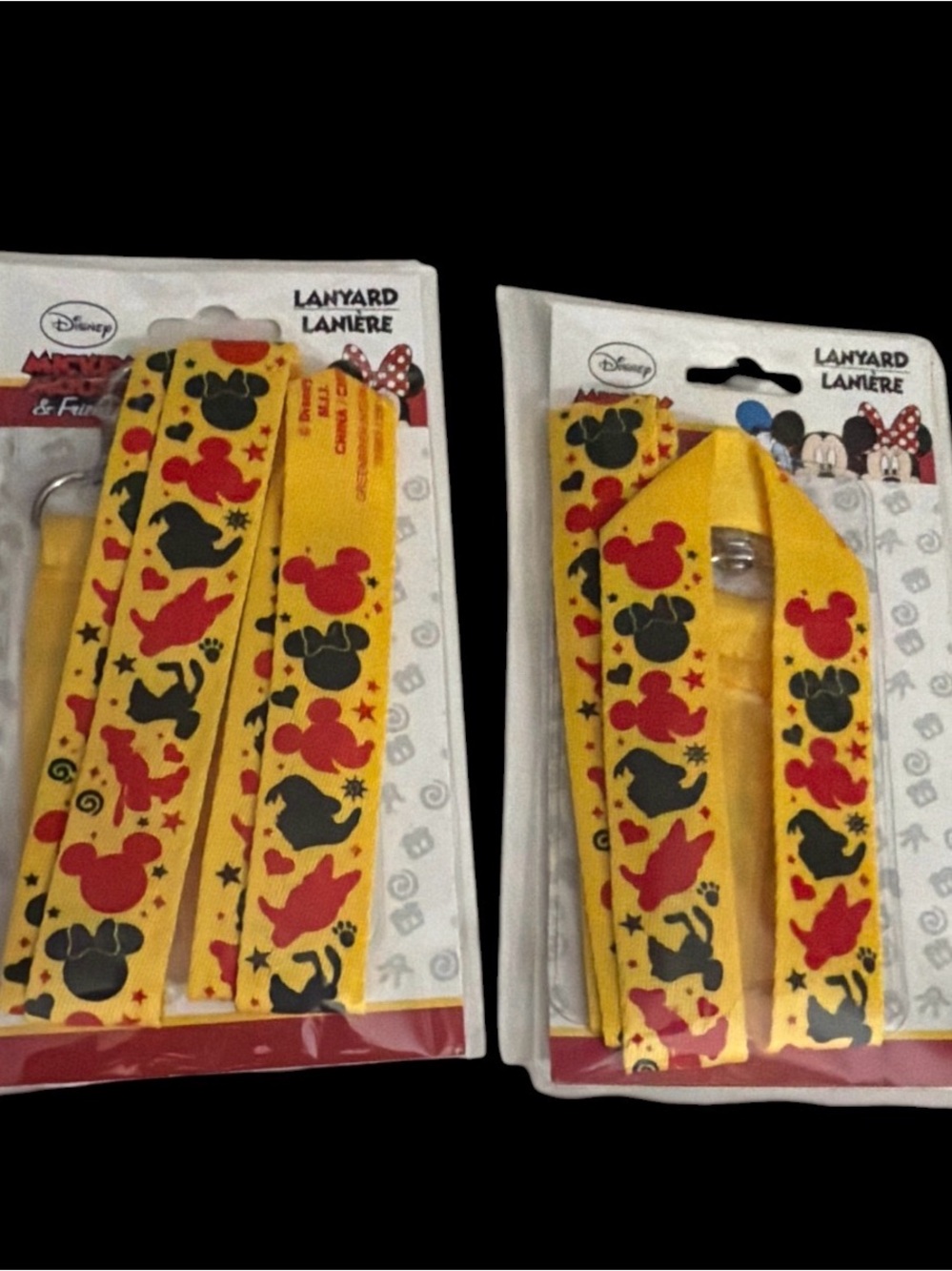 Disney Yellow Mickey & Friends Lanyards with Red and Black Icons - Pack of 2